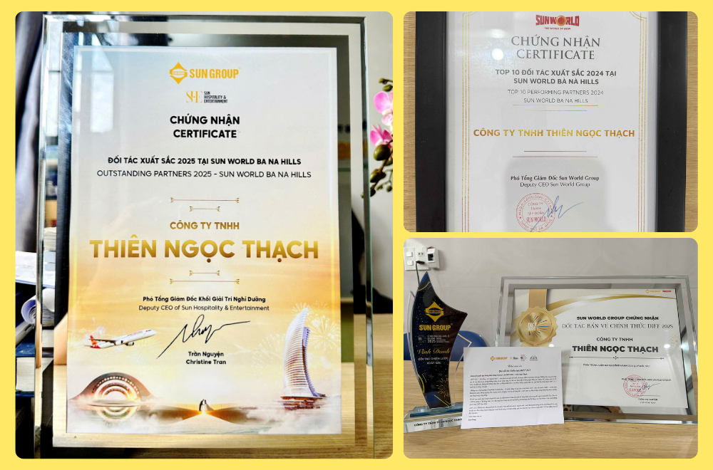 Chứng nhận đối tác xuất sắc Sun World Ba Na Hills